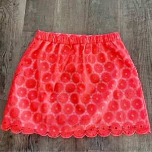 Lilly Pulitzer Vibrant Pink Floral Mini Skirt size medium elastic wait